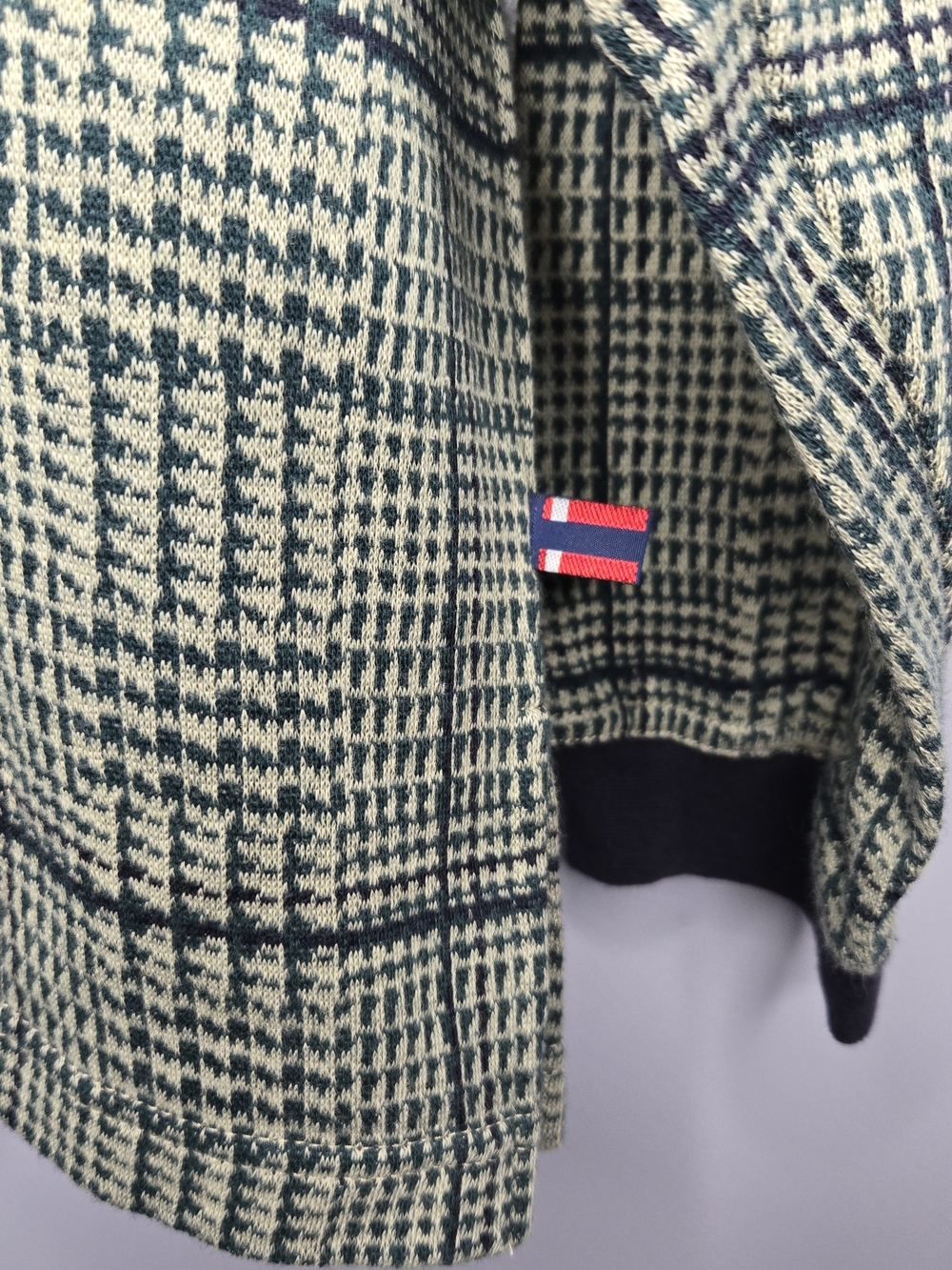 Vintage Bugle Boy Classics Long Sleeve Polo Cream Green Navy XL 100% Cotton - Picture 5 of 16